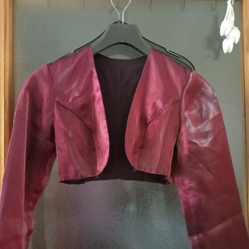 Bordo Straplez Uzun Kollu Bolero - Görsel 2