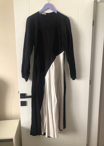 Suud Collection Kadın Siyah-Bej Uzun Elbise