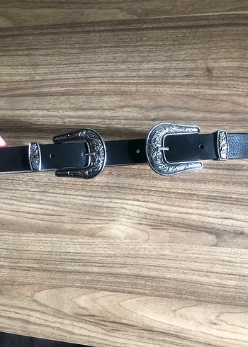 Çift Tokalı Siyah suni Deri Kadın Kemer - Görsel 2