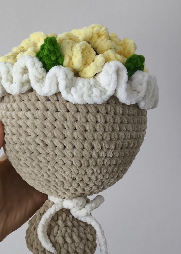 Örgü papatya buketi - Görsel 3