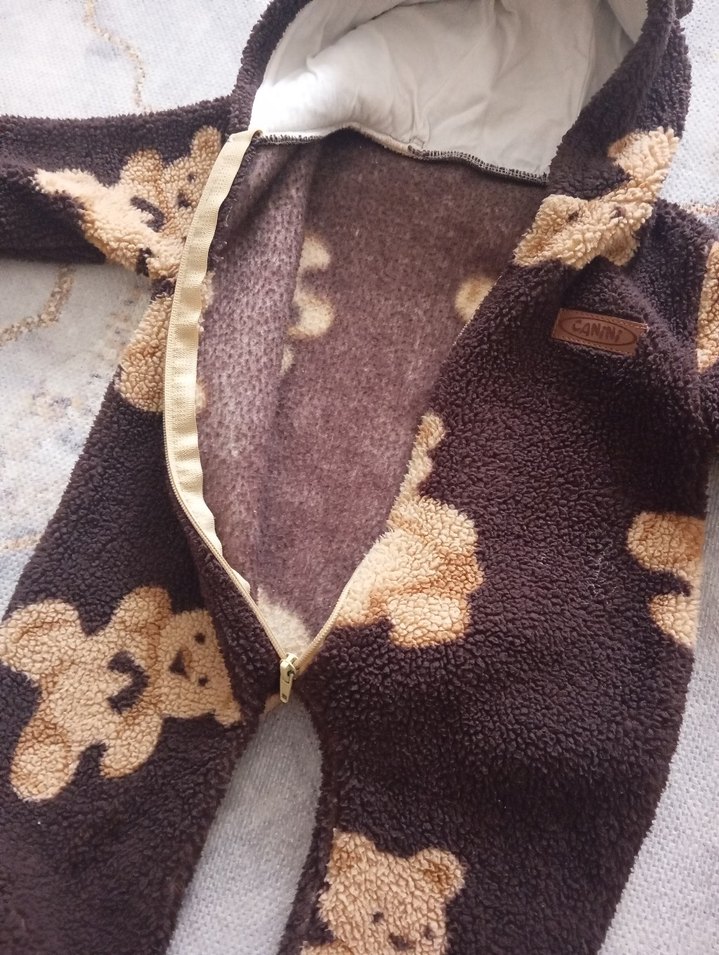 Kahverengi Örgü Erkek Bebek Tulumu - Görsel 5