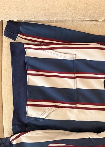 Erkek Kapüşonlu Çizgili Triko Sweatshirt - Görsel 4