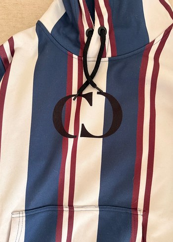 Erkek Kapüşonlu Çizgili Triko Sweatshirt - Görsel 2