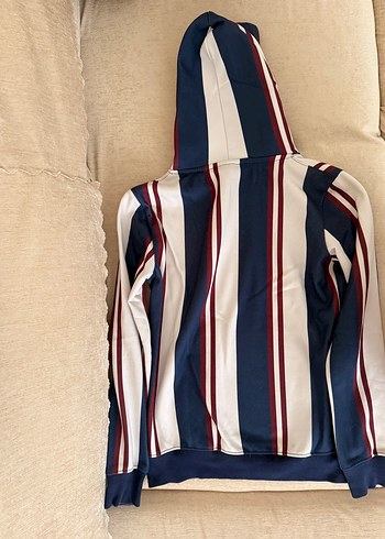 Erkek Kapüşonlu Çizgili Triko Sweatshirt - Görsel 5