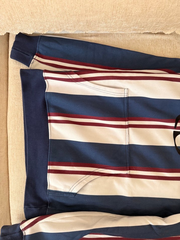 Erkek Kapüşonlu Çizgili Triko Sweatshirt - Görsel 4