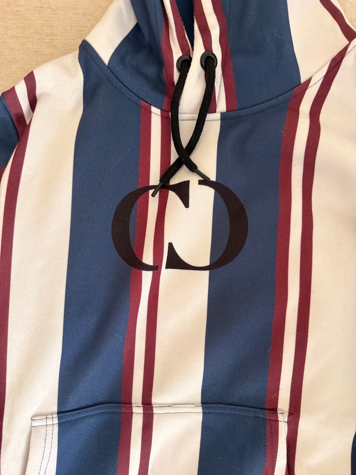 Erkek Kapüşonlu Çizgili Triko Sweatshirt - Görsel 2