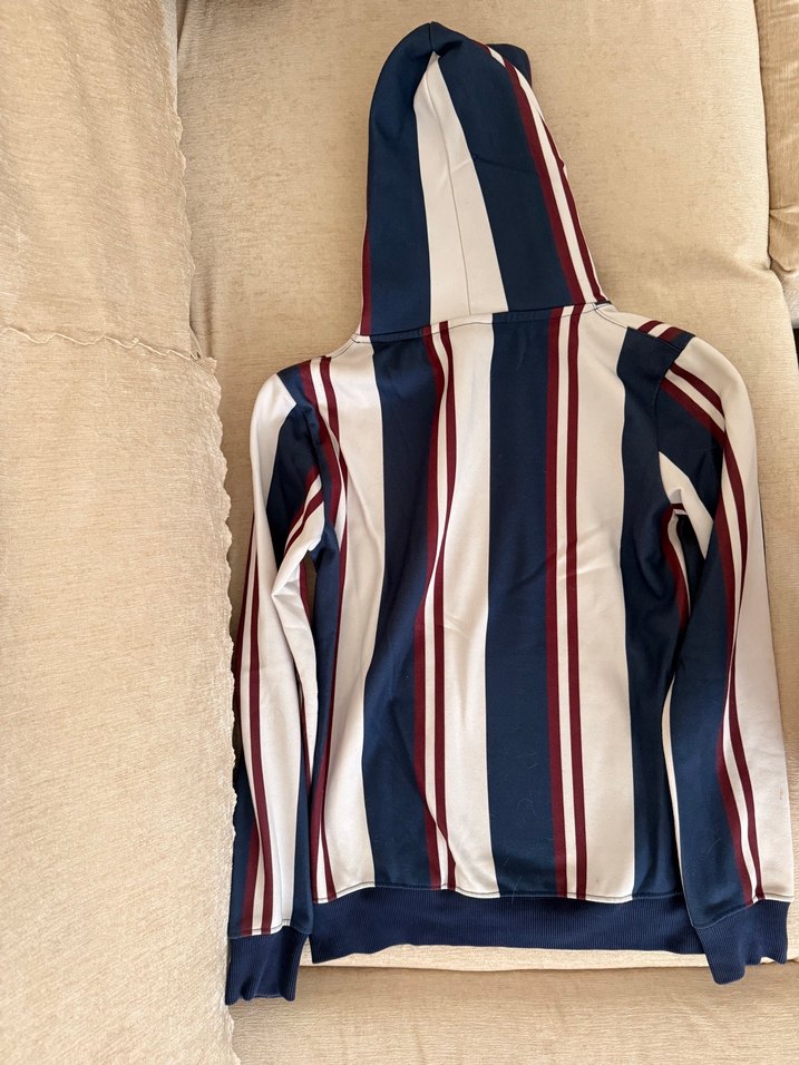 Erkek Kapüşonlu Çizgili Triko Sweatshirt - Görsel 5