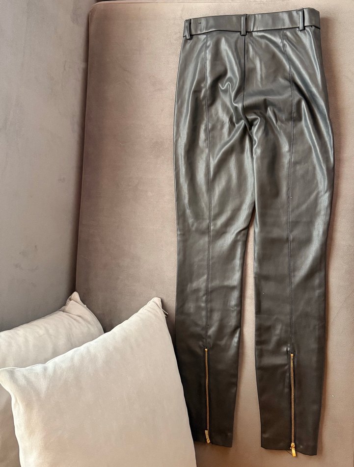Siyah Deri kadın pantolon - Görsel 5