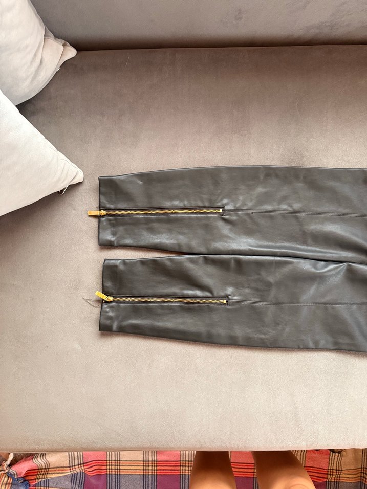 Siyah Deri kadın pantolon - Görsel 4