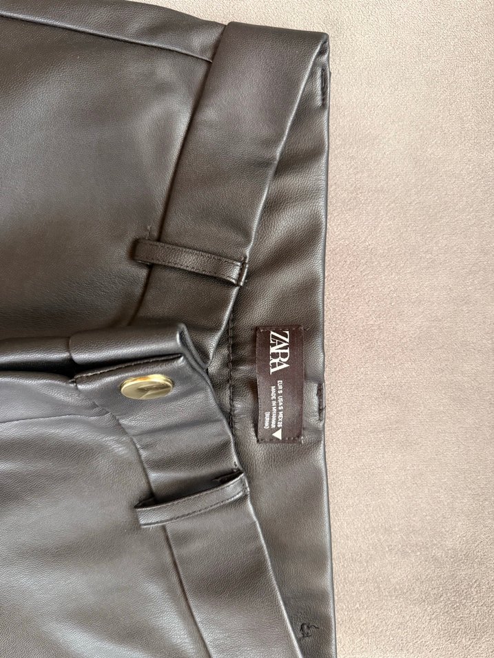 Siyah Deri kadın pantolon - Görsel 3