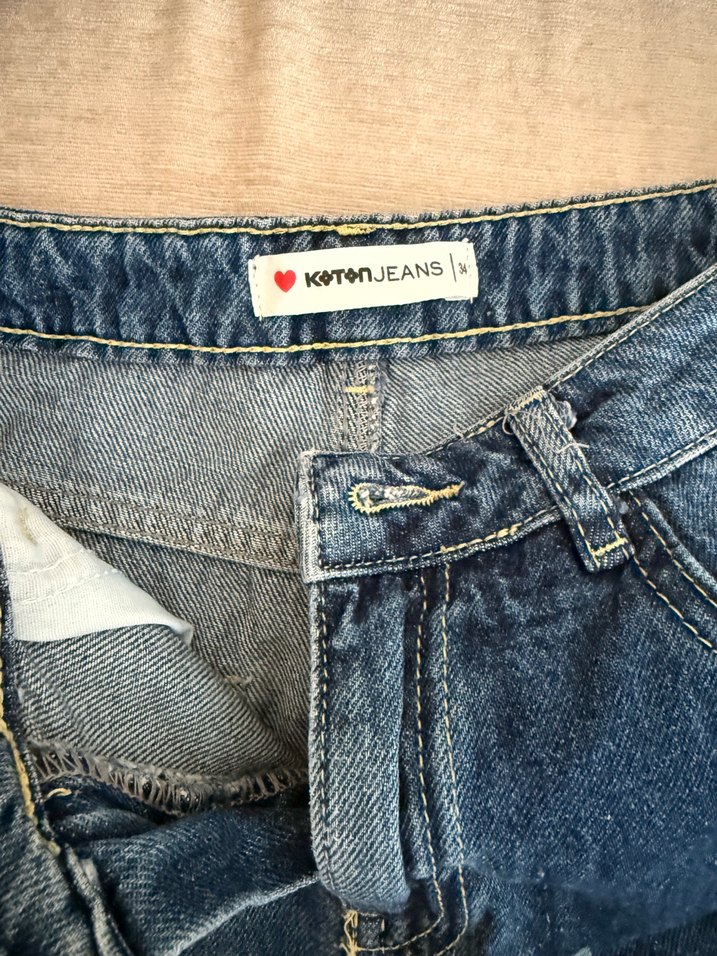 Lacivert Düğmeli Salaş Mini Kot Şort - Görsel 2