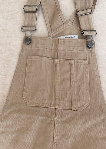 Bej Keten Midi Kadın Salopet - Görsel 2