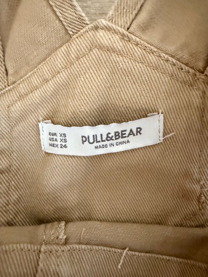 Bej Keten Midi Kadın Salopet - Görsel 4