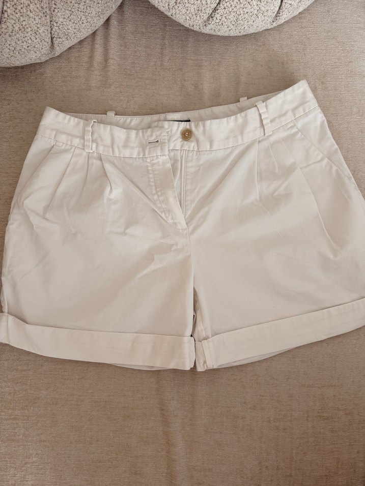 Bej Kadın Mini Şort Pamuklu Rahat Kesim - Görsel 2