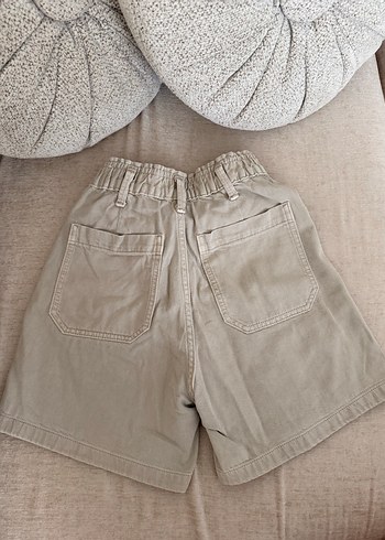 Yüksek Bel Bej Mini Şort - Görsel 5