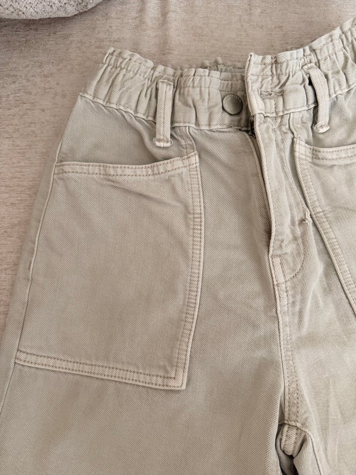 Yüksek Bel Bej Mini Şort - Görsel 2