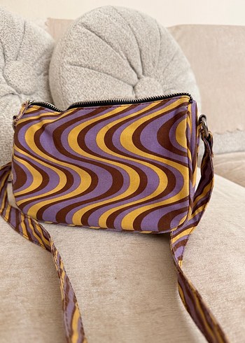 Retro Mor Dalgalı Desenli Kadın Çanta - Görsel 3