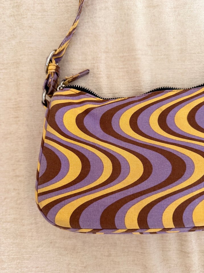 Retro Mor Dalgalı Desenli Kadın Çanta - Görsel 2