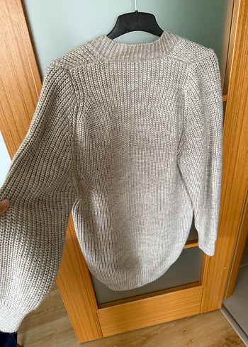 Düğmeli Gri Kadın Triko Hırka - Görsel 3