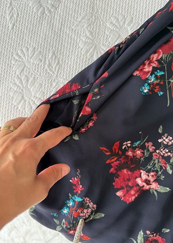 Çiçek Desenli Uzun Kol esprit elbise - Görsel 8