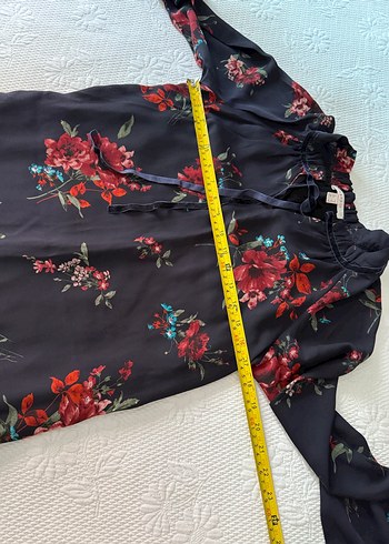 Çiçek Desenli Uzun Kol esprit elbise - Görsel 7