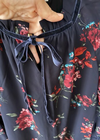 Çiçek Desenli Uzun Kol esprit elbise - Görsel 5