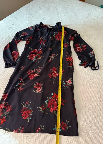 Çiçek Desenli Uzun Kol esprit elbise - Görsel 3