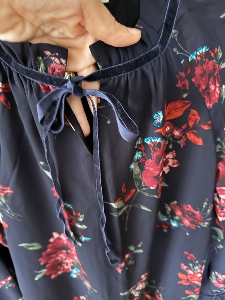 Çiçek Desenli Uzun Kol esprit elbise - Görsel 5