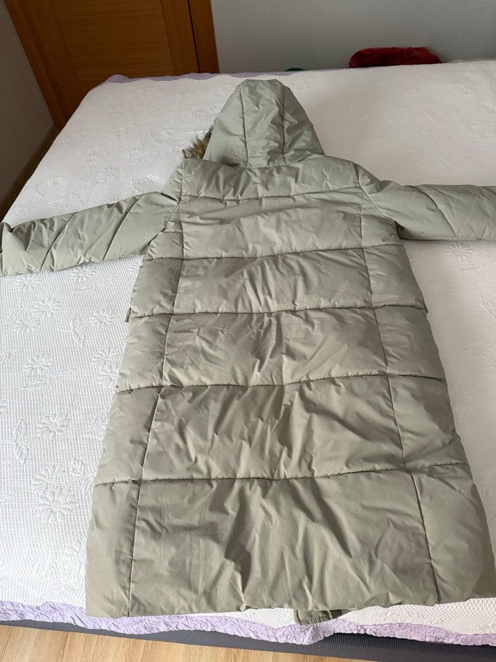 Gri Midi Kadın Kışlık Mont Kürklü Kapüşonlu - Görsel 5