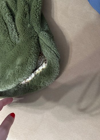 zara Kadın Haki Kapüşonlu Peluş ceket - Görsel 5