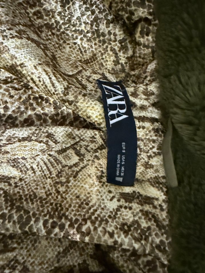 zara Kadın Haki Kapüşonlu Peluş ceket - Görsel 4