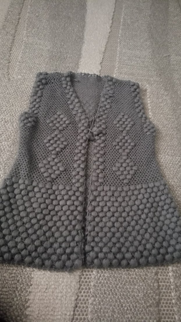 Gri Örgü Kadın Yelek V Yakalı - Görsel 2