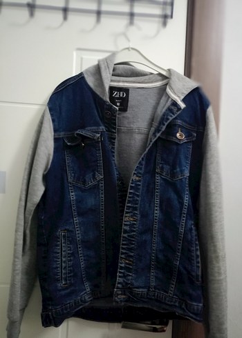 Gri Kapüşonlu erkek Denim Ceket - Görsel 2