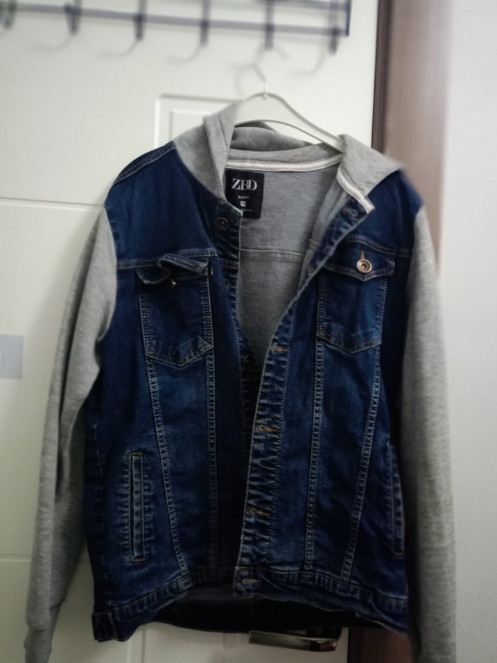 Gri Kapüşonlu erkek Denim Ceket - Görsel 2