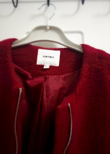 Bordo Kadın Uzun Kaban - Görsel 2