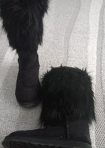 Siyah Tüylü Stiletto Topuklu Kadın Bot - Görsel 2