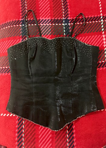 Siyah Deri Gotik Mini Büstiyer - Görsel 2