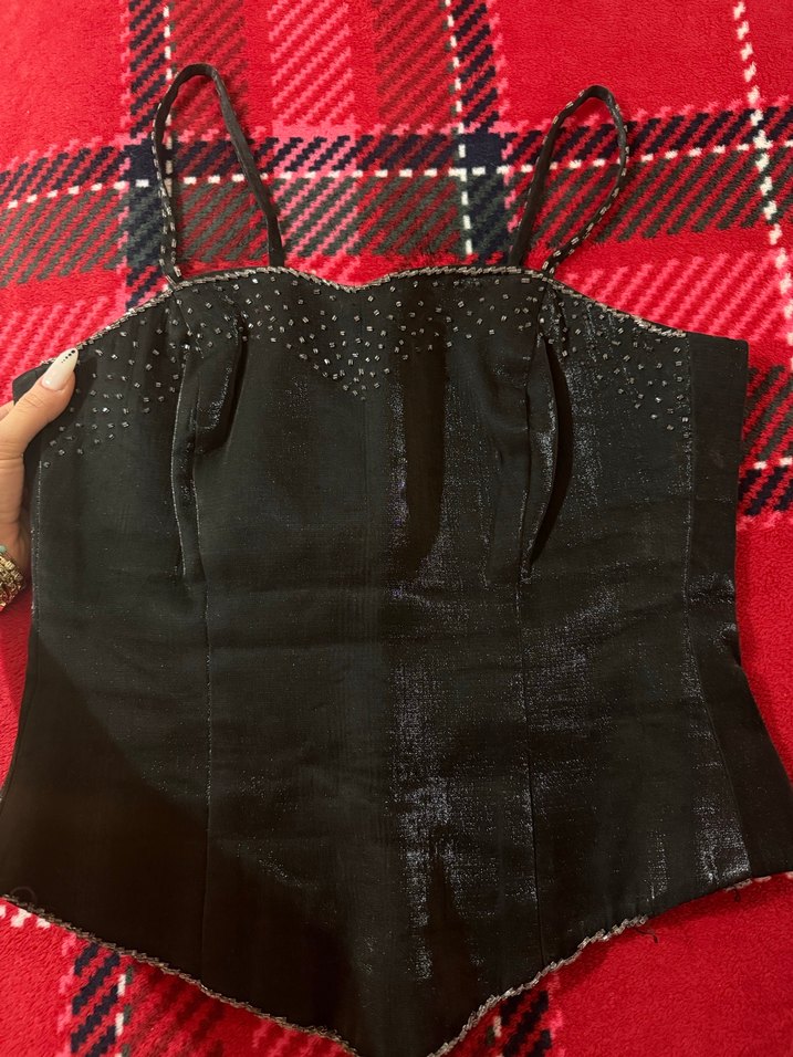 Siyah Deri Gotik Mini Büstiyer - Görsel 5