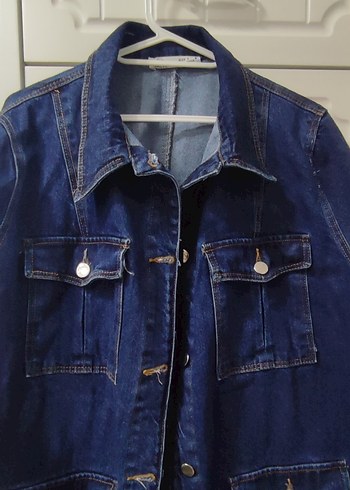 Kadın Lacivert Düğmeli Denim Ceket - Görsel 3