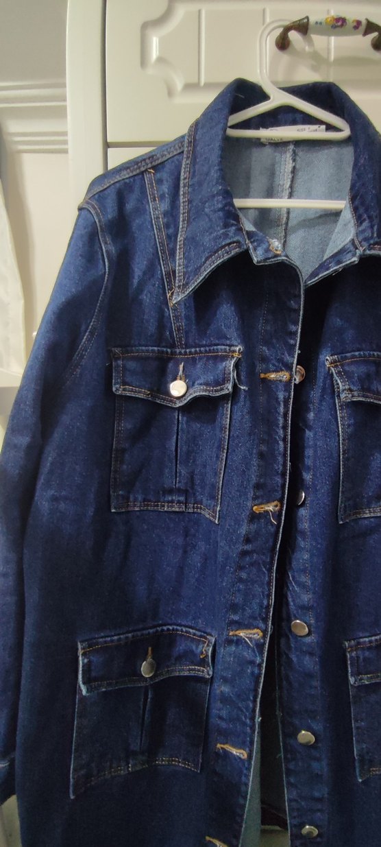 Kadın Lacivert Düğmeli Denim Ceket - Görsel 2