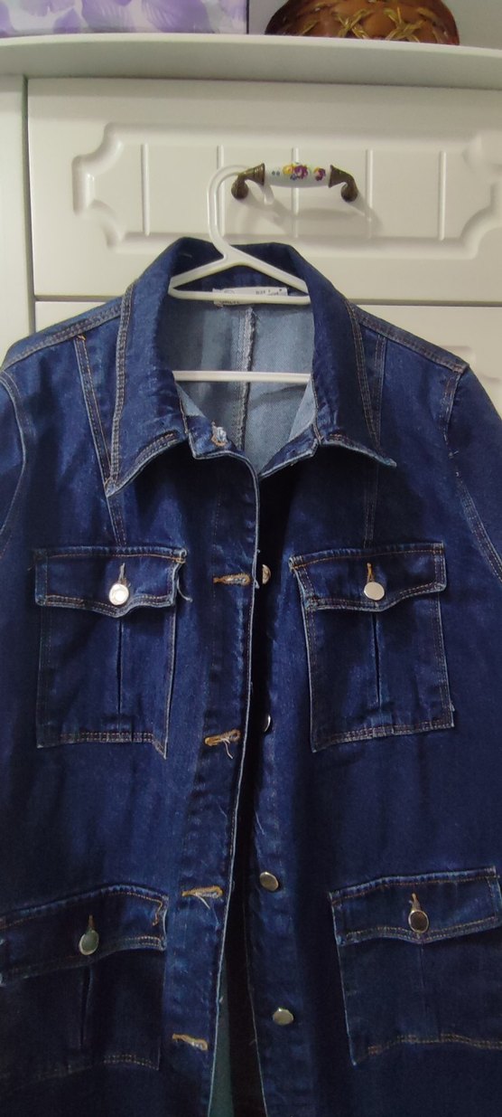 Kadın Lacivert Düğmeli Denim Ceket - Görsel 3