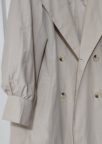 Kadın Bej Uzun Keten Trençkot - Görsel 4