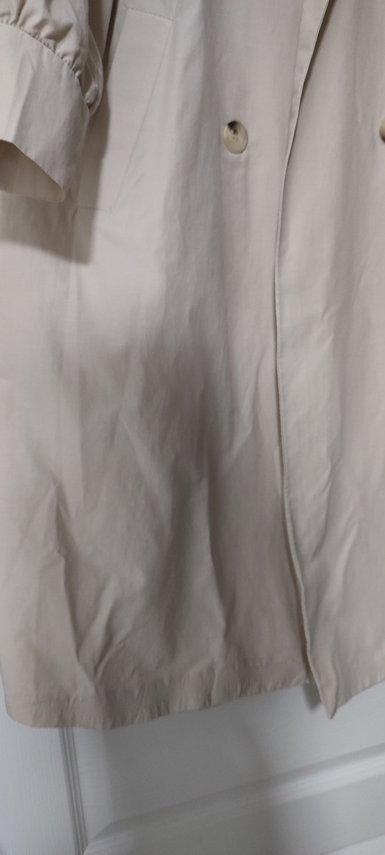 Kadın Bej Uzun Keten Trençkot - Görsel 3