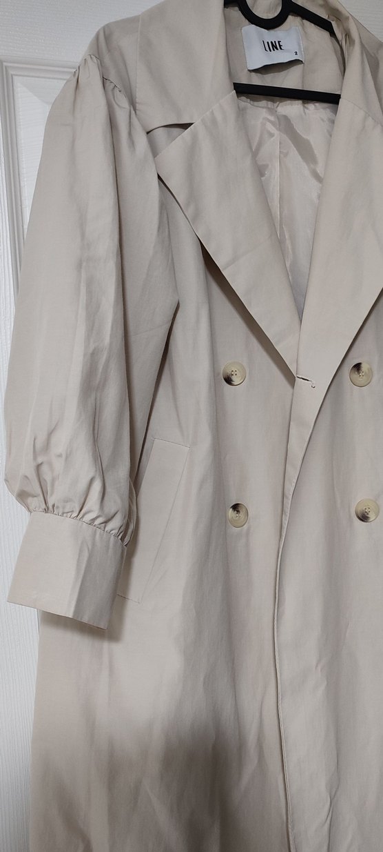 Kadın Bej Uzun Keten Trençkot - Görsel 4