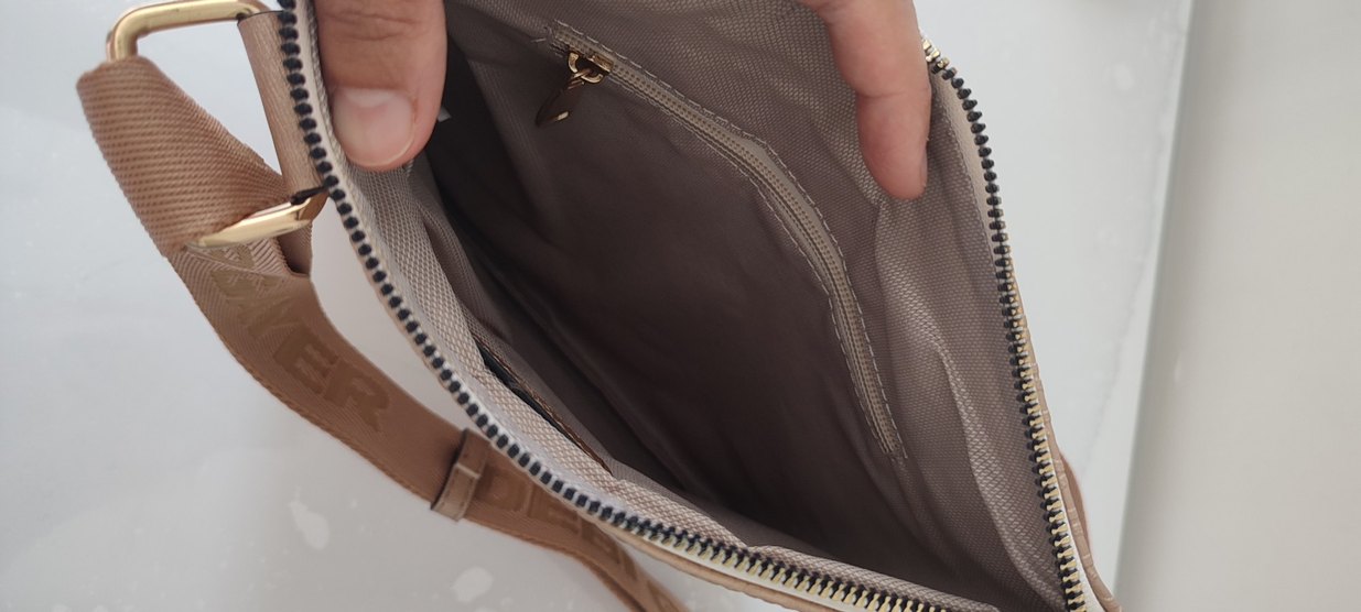 Bej Kadın Çapraz Çanta Fermuarlı - Görsel 3