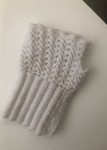 Beyaz Örgü Bohem Kadın Eldiveni - Görsel 2