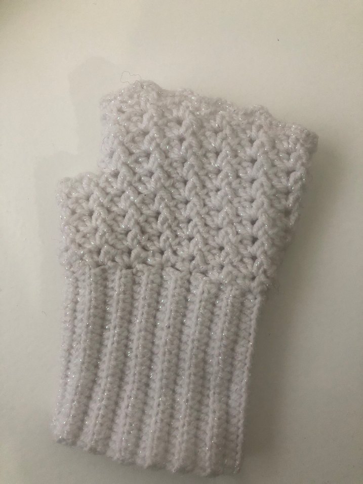 Beyaz Örgü Bohem Kadın Eldiveni - Görsel 3