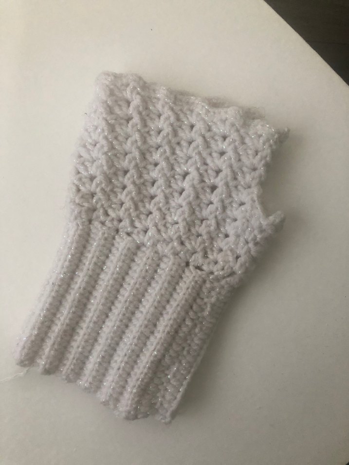 Beyaz Örgü Bohem Kadın Eldiveni - Görsel 2