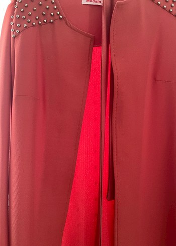 Uzun Kollu Kırmızı Kadın Ceket - Görsel 2