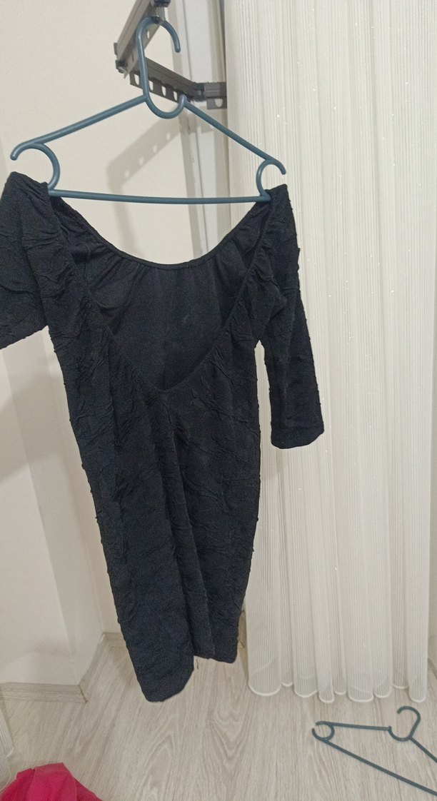 Siyah Drapeli Mini Gece Elbisesi - Görsel 2